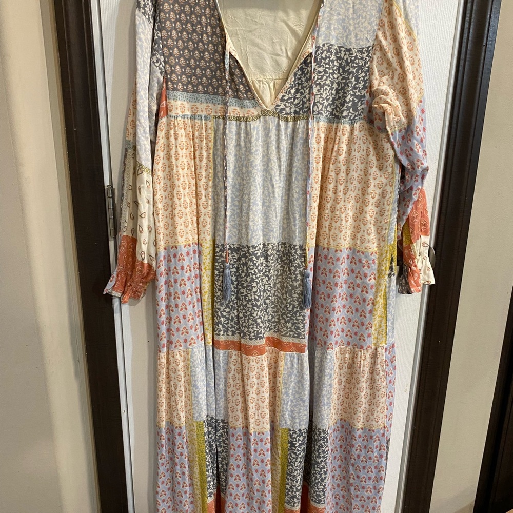 Dress Forum Multicolor Patchwork Long Sleeve Dress